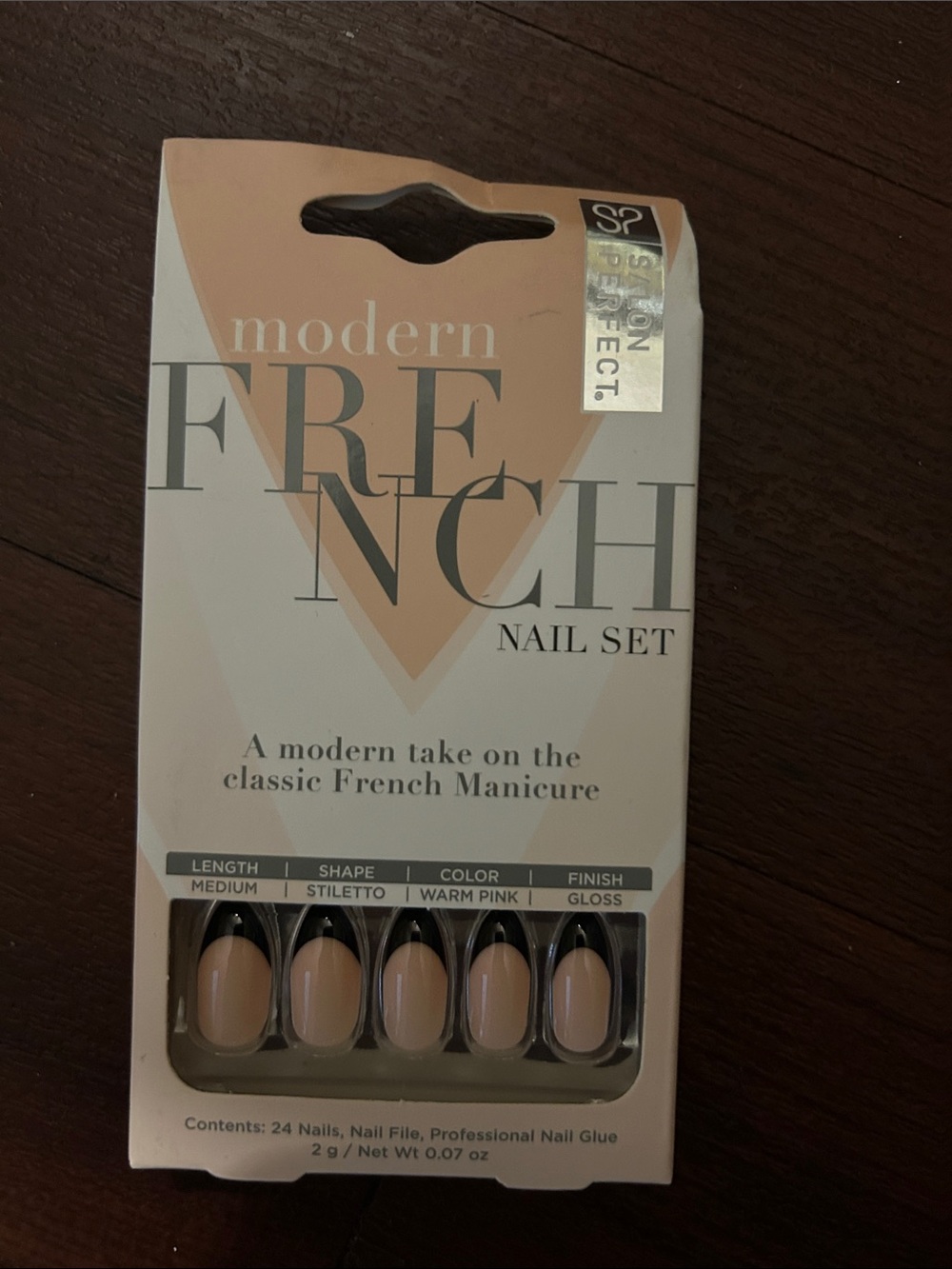 NWT SALON PERFECT MODERN  FRENCH PRESS-ON NAILS, GLUE & BUFFER SET!